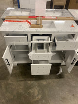 Doveton 48 in. W x 19 in. D x 34 in. H Single Sink Bath Vanity in White with White Engineered Marble Top