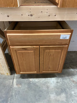 Hampton Medium Oak Raised Panel Stock Assembled Base Kitchen Cabinet with Drawer Glides (30 in. x 34.5 in. x 24 in.)