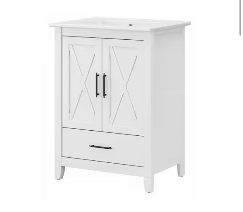 Key West 24.21 in. W x 18.31 in. D x 34.06 in. H Single Sink Bath Vanity in White Ash with White Top
