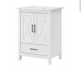 Key West 24.21 in. W x 18.31 in. D x 34.06 in. H Single Sink Bath Vanity in White Ash with White Top