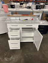 Sonoma 36 in. W x 22 in. D x 34 in. H Bath Vanity in White with White Carrara Marble Top ( Comes With One Free Toilet Or Mirror Valued Up To $100)