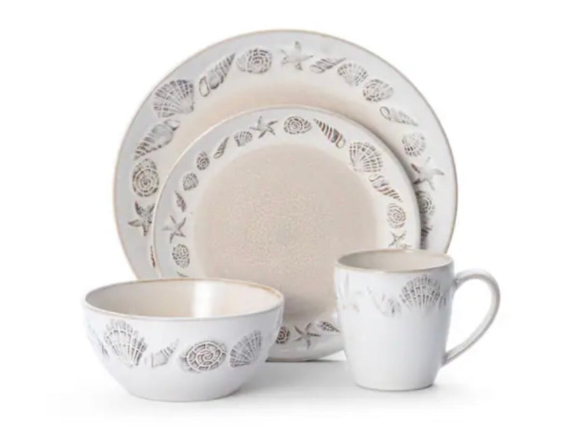 16-Piece Panama Coastal Beige Stoneware Dinnerware Set (Service For 4)