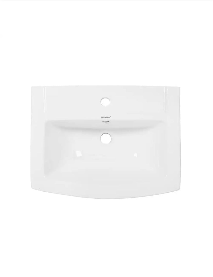 Sublime Pedestal Bathroom Ceramic Vessel Sink Round Single Faucet Hole in White