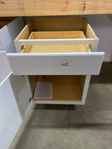 Hampton 24 in. W x 24 in. D x 34.5 in. H Assembled Base Kitchen Cabinet in Satin White with Drawer Glides