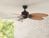 Lillycrest 52 in. Indoor/Outdoor Aged Bronze Ceiling Fan with Downrod and Reversible Motor; Light Kit Adaptable