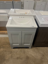 Delridge 25 in. Single Sink Pearl Gray Bath Vanity with White Cultured Marble Top (Assembled)