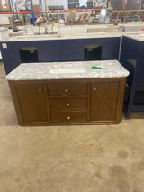 Collette 48 in W x 22 in D x 35 in H Single Sink Bath Vanity in Cinnamon Oak With White Carrara Marble Top
