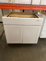 Westfield Feather White Shaker Stock Assembled Base Kitchen Cabinet (36 in. W x 23.75 in. D x 35 in. H)