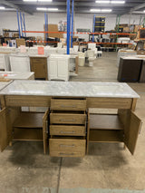 Aberdeen 72 in. x 22 in. D x 34.5 in. H Bath Vanity in Antique Oak with White Carrara Marble Top