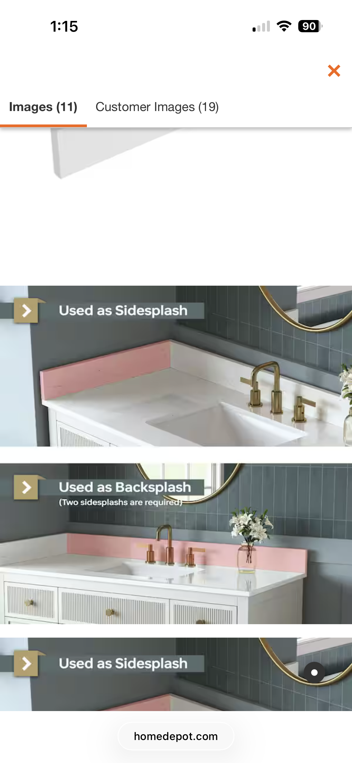 21.25 in. W Bianco Bella Quartz Vanity Sidesplash in White