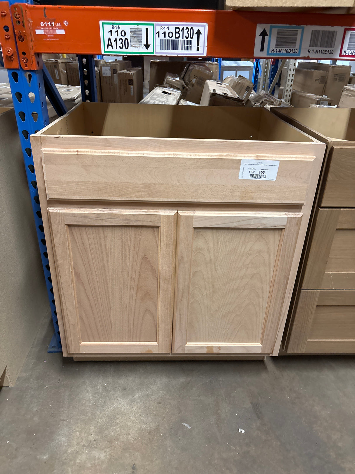 Hampton Assembled 30x34.5x24 in. Sink Base Cabinet in Unfinished Beech