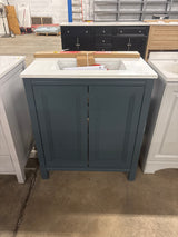 Korra 30 in. Single Sink Freestanding Vintage Blue Bath Vanity with White Engineered Stone Top (Assembled)
