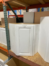 Hampton 24 in. W x 12 in. D x 30 in. H Assembled Diagonal Corner Wall Cabinet in Satin White
