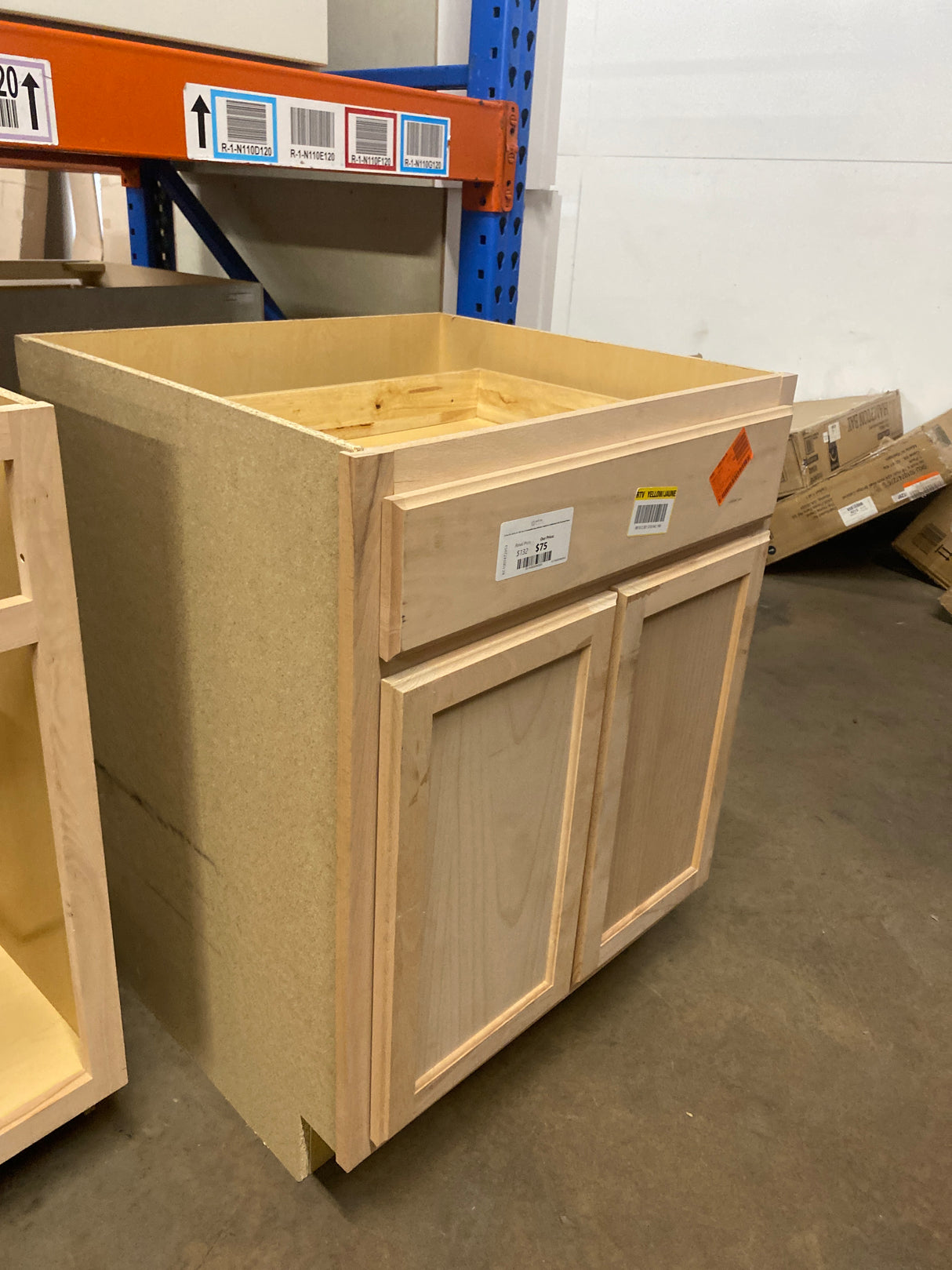 27 in. W x 24 in. D x 34.5 in. H Assembled Base Kitchen Cabinet in Unfinished with Recessed Panel