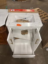 Tamsin 24 in. Single Sink Freestanding White Bath Vanity with White Round Corner Engineered Marble Top (Assembled)