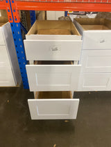 Shaker Satin White Stock Assembled Drawer Base Kitchen Cabinet with Drawer Glides (18 in. x 34.5 in. x 24 in.)