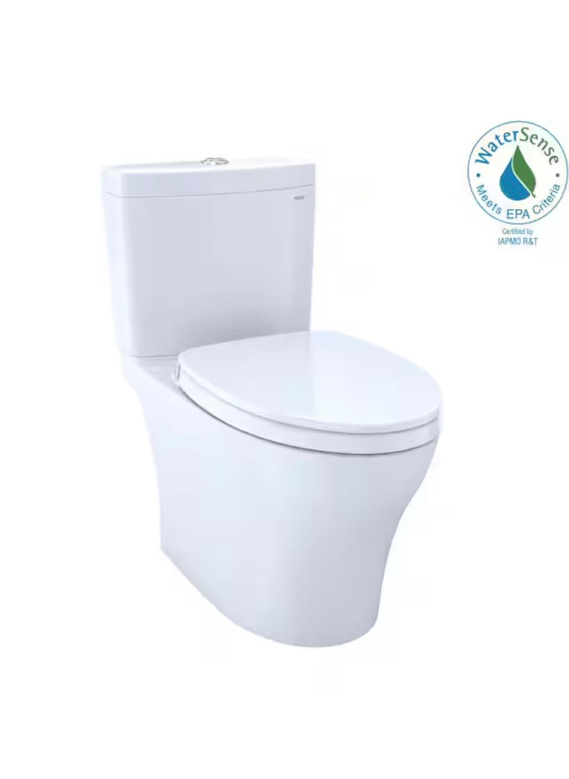 Aquia IV 2-Piece 0.9/1.28 GPF Dual Flush Elongated ADA Comfort Height Toilet in Cotton White, SoftClose Seat Included