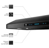 30 in. 900 CFM Ducted Under Cabinet Range Hood in Black Stainless Steel with 2 -Way Venting and Changeable LED