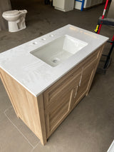 Doveton 36 in. W x 19 in. D x 34.50 in. H Freestanding Vanity in Weathered Tan with White Engineered Stone Top