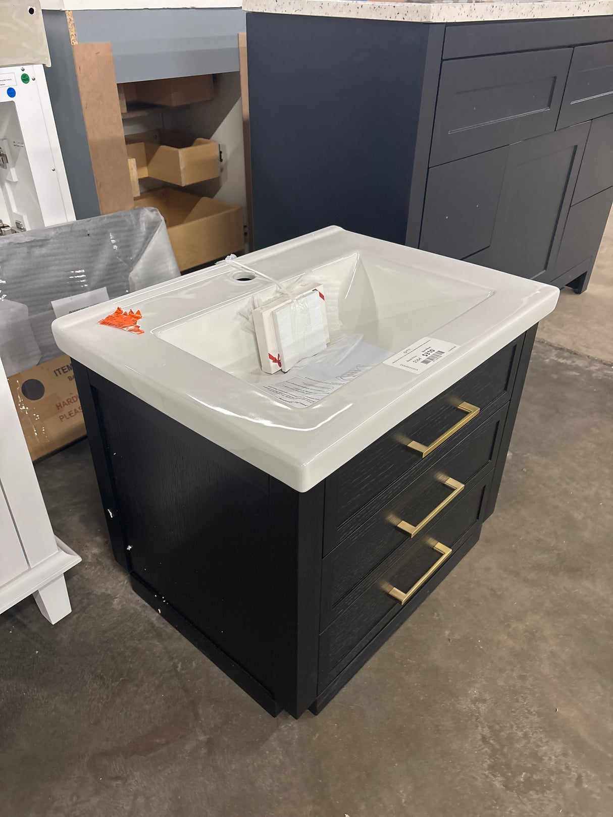 Oliver 24 in. W x 18 in. D x 34 in. H Bath Vanity in Black Oak with White Ceramic Vanity Top