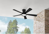 Hawkspur 52 in. Indoor/Outdoor Matte Black Low Profile Ceiling Fan with Adjustable White LED with Remote Included