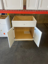 Shaker Satin White Stock Assembled Sink Base Kitchen Cabinet (30 in. x 34.5 in. x 24 in.)
