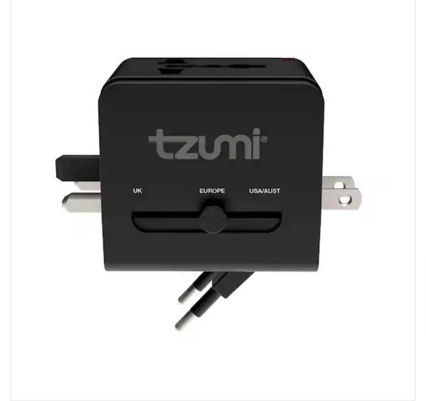 Dual USB and USB-C Travel Adapter