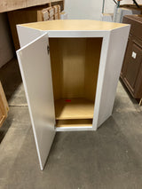 Hampton Assembled 24x36x12 in. Diagonal Corner Wall Kitchen Cabinet in Satin White