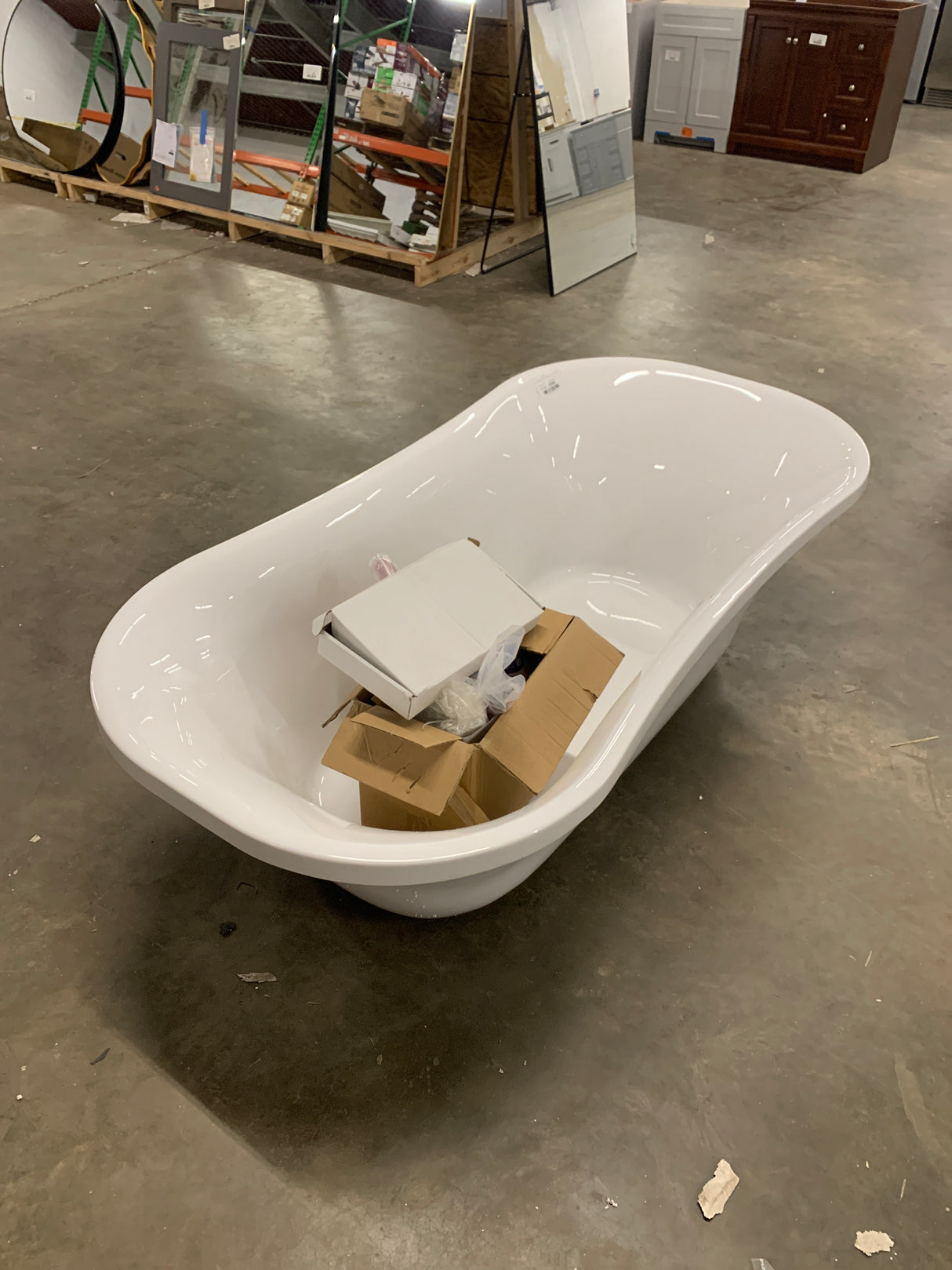 68 in. x 34 in. Acrylic Clawfoot Soaking Bathtub in Glossy White with Glossy White Clawfeet and Matte Pink Drain