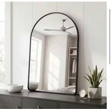 Black 24 in. W x 36 in. H Arched Round Edges Aluminum Alloy Framed Decorative Vanity Wall Mirror