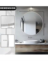 24 in. W x 24 in. H Silver Vanity Round Wall Mirror Aluminum Alloy Frame Bathroom Mirror