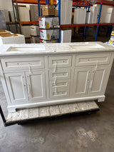 Doveton 60 in. W x 19 in. D x 34.50 in. H Bath Vanity in White with White Cultured Marble Top