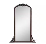 21 in. W x 64 in. H Classic Arch-Top Wood Framed Dark Walnut Full-Length Floor Mirror