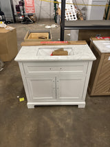 Doveton 36 in. W x 19 in. D x 34.5 in. H Single Sink Bath Vanity in White with White Engineered Stone Top