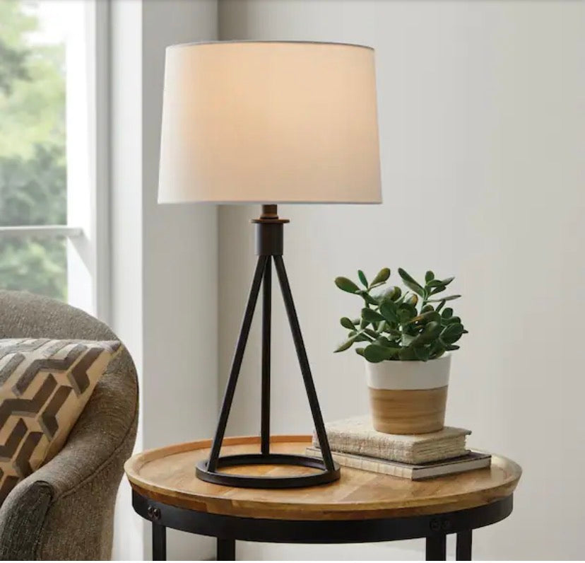 Higgins 23.75 in. Black Tripod Table Lamp with Round Base