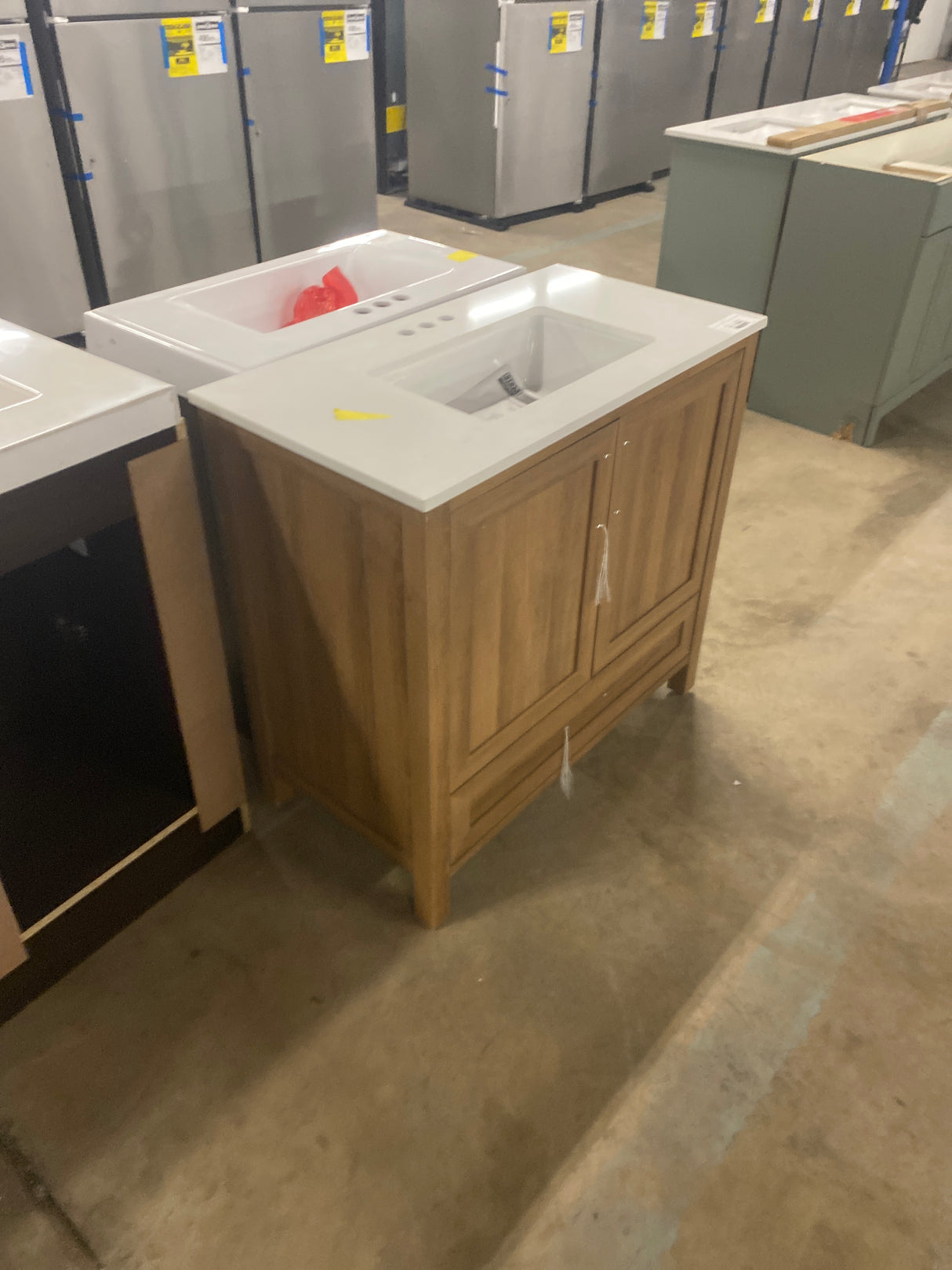 Moorside 36 in. Single Sink Sweet Maple Bath Vanity with White Engineered Stone Top (Assembled)