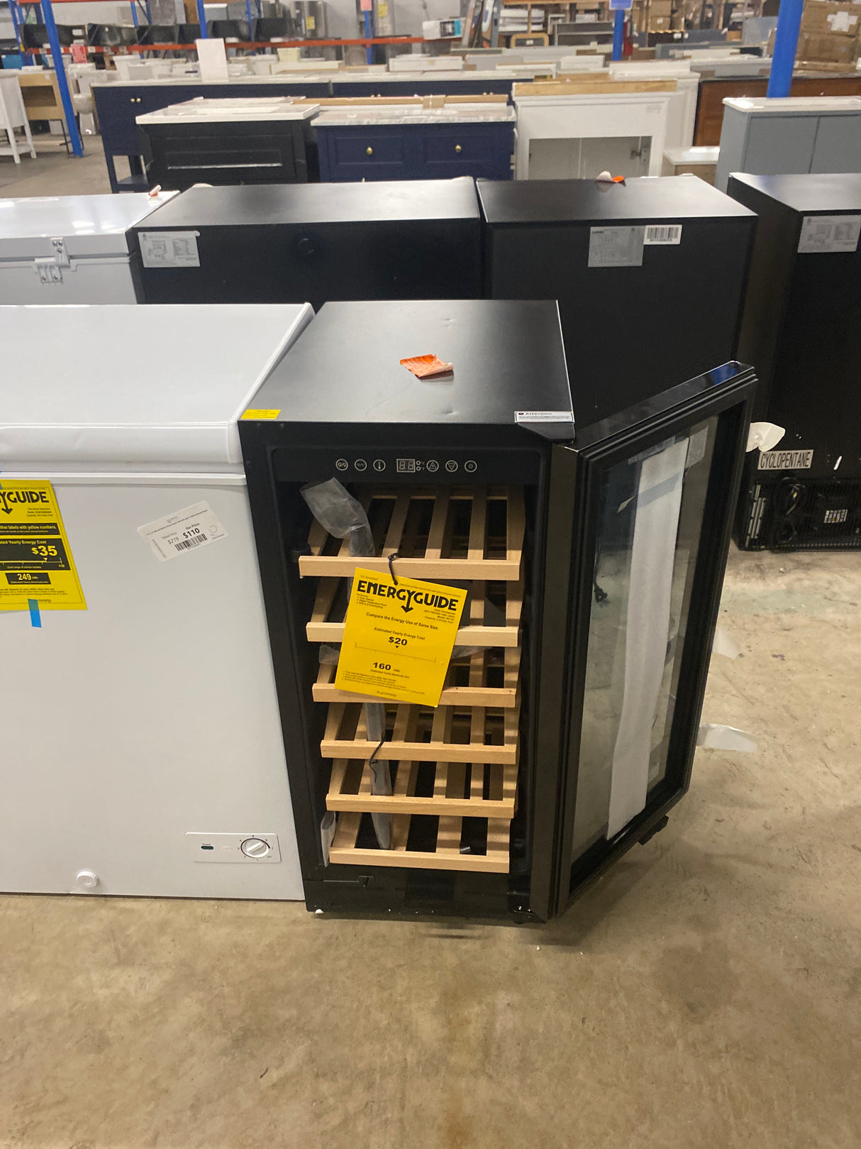 15 in. Single Zone 30-Bottle Undercounter/ Freestanding Wine Cooler in Black with Reversible Door, Removable Shelves