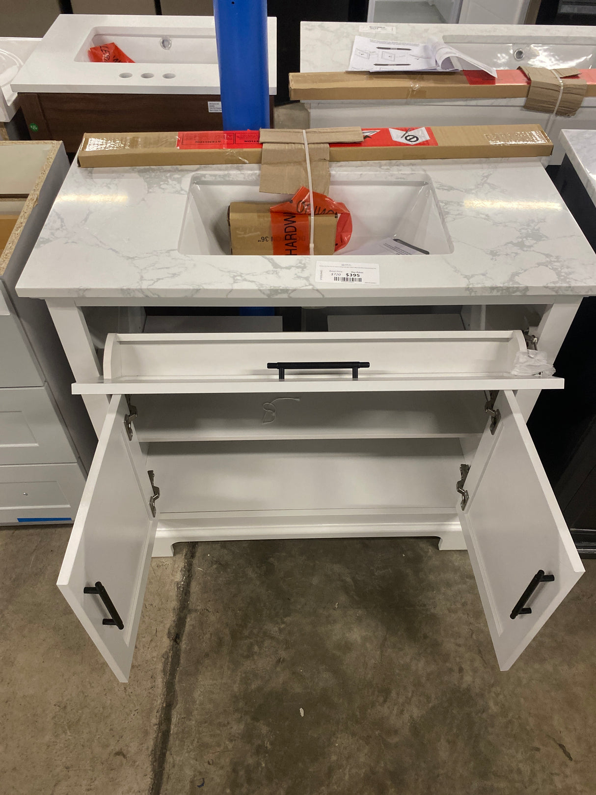 Doveton 36 in. W x 19 in. D x 34.5 in. H Single Sink Bath Vanity in White with White Engineered Stone Top