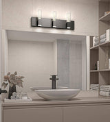 Hologram 24 in. 3 Light Matte Black Modern Integrated LED 5 CCT Vanity Light Bar for Bathroom