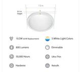 10.5-Watt Integrated LED Flush Mount 7.5 in. White Round Dimmable Flat Panel Ceiling with Color Change 5CCT