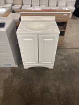 Everdean 25 in. W x 19 in. D x 34 in. H Single Sink Freestanding Bath Vanity in White with White Cultured Marble Top