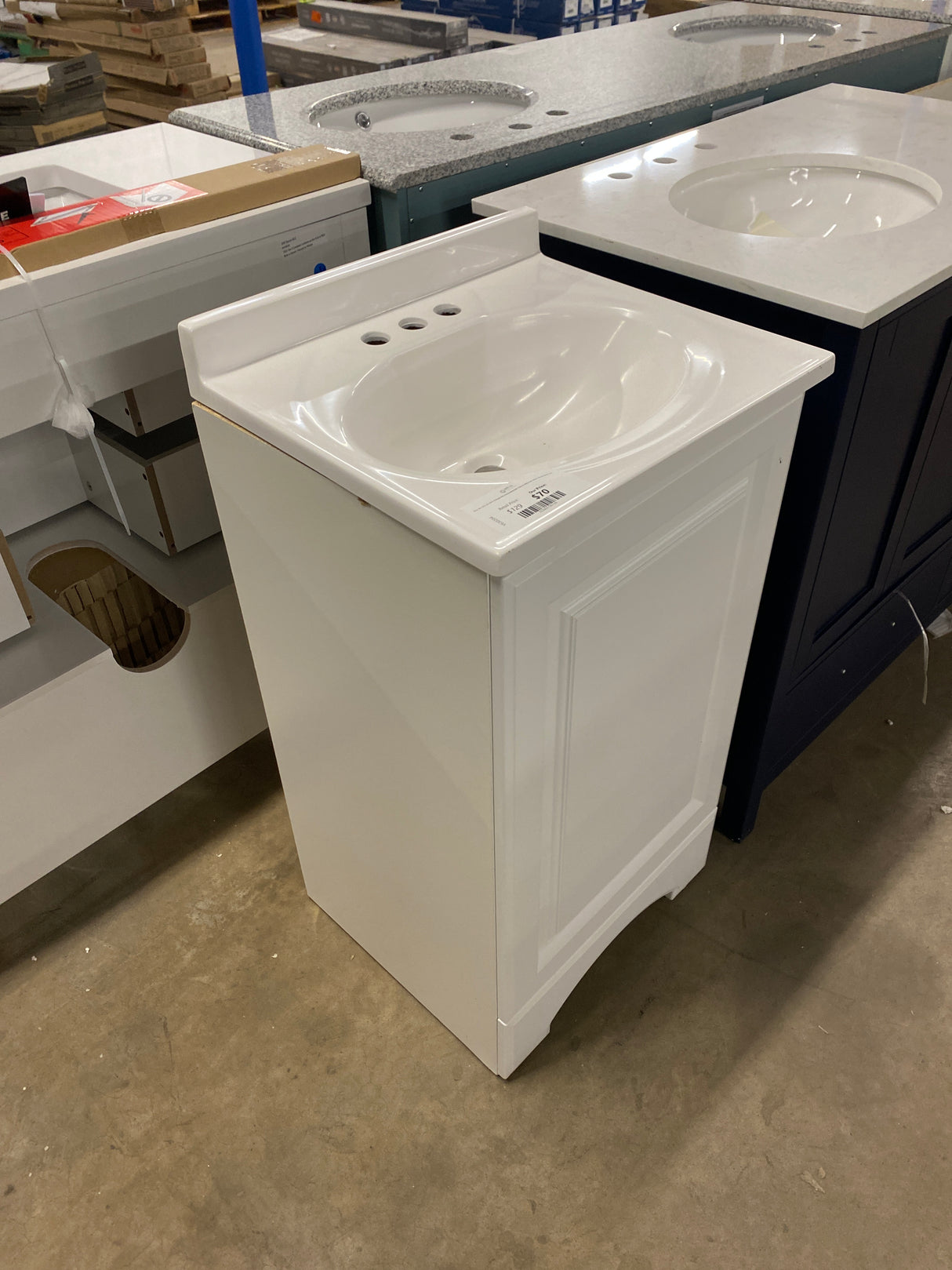 19 in. W x 18 in. D x 34 in. H Single Sink Freestanding Bath Vanity in White with White Cultured Marble Top