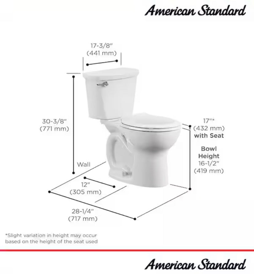 Cadet 12 in. Antimicrobial 2-Piece 1.28 GPF Single Flush Chair Height Round Toilet with Slow Close Seat in White
