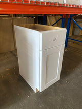 Shaker Satin White Stock Assembled Base Kitchen Cabinet with Ball-Bearing Drawer Glides (15 in. x 34.5 in. x 24 in.)
