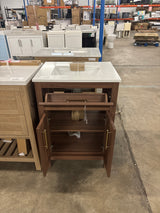 Riley 24 in. Single Sink Freestanding Spiced Walnut Bath Vanity with White Engineered Stone Top (Assembled)