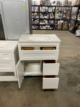 Clady 31 in. W x 19 in. D x 35 in. H Single Sink Freestanding Bath Vanity in White with Silver Ash Cultured Marble Top