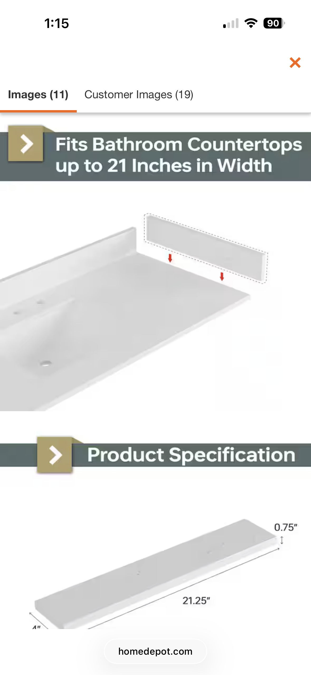 21.25 in. W Bianco Bella Quartz Vanity Sidesplash in White