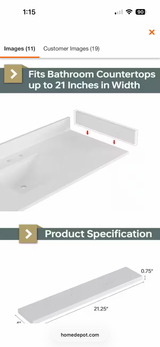 21.25 in. W Bianco Bella Quartz Vanity Sidesplash in White