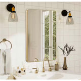 24 in. W x 36 in. H Gold Vanity Rectangle Wall Mirror Aluminum Alloy Frame Bathroom Mirror