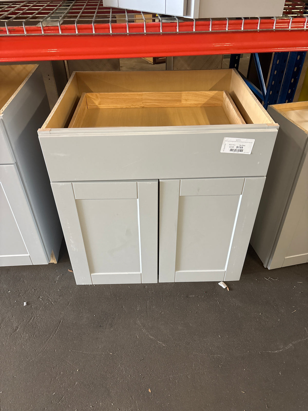Shaker Dove Gray Stock Assembled Base Kitchen Cabinet with Ball-Bearing Drawer Glides (30 in. x 34.5 in. x 24 in.)